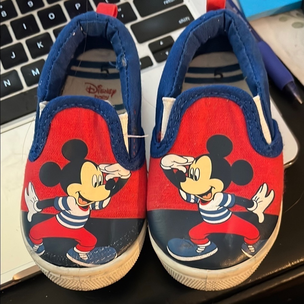 Disney Mickey Mouse Kids Slip-On Shoes - Red and Blue